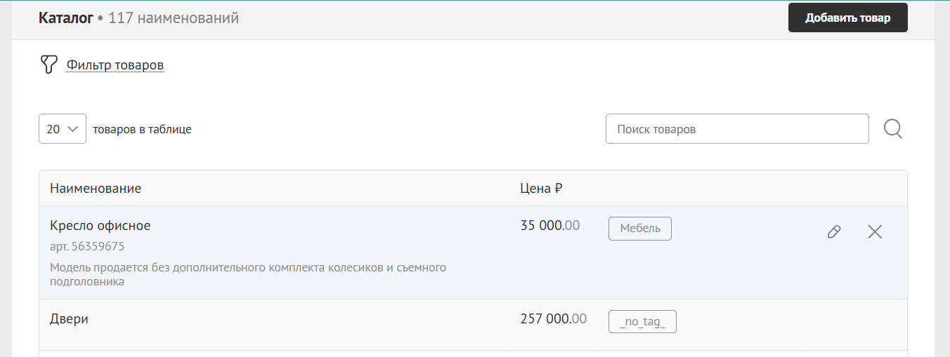 Отображение товара